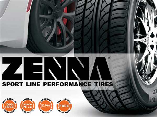185/65R14 ZENNA SPORT LINE 86T M+S 420-A-A 60K + ROAD HAZARD