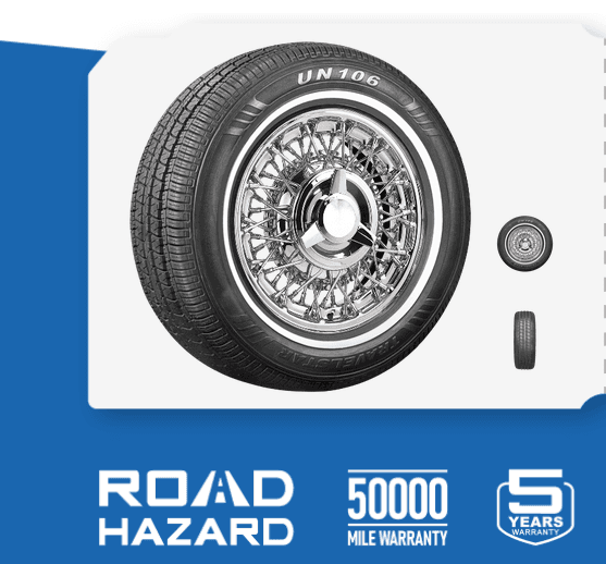 215/75R15 TRAVELSTAR UN106 100S WHITE WALL M+S 480-A-B 50K + ROAD HAZARD