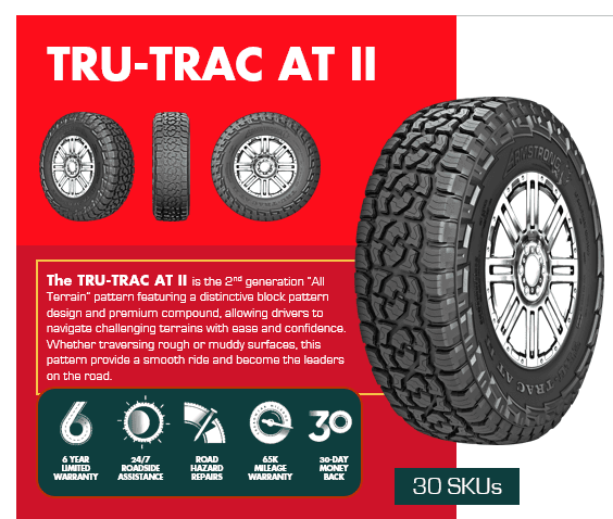 LT265/65R18 ARMSTRONG TRU-TRAC A/T II 126/123S 10PLY 65K+ ROAD HAZARD thumbnail 1
