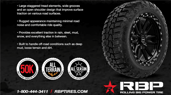 32X11.50R15 RBP REPULSOR X/T RX BLK 113Q 6PLY 50K 1