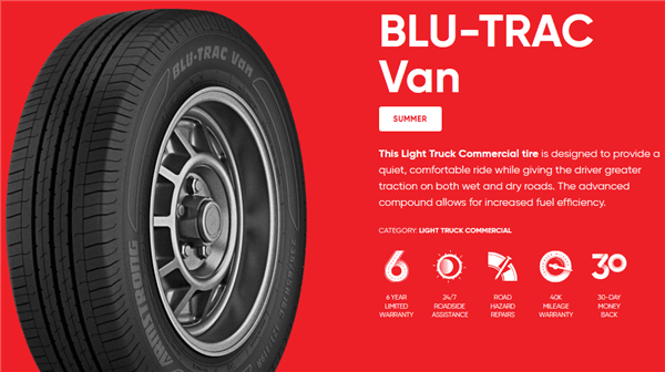 225/70R15C ARMSTRONG BLU-TRAC VAN 112/110R 8PLY 40K+ ROAD HAZARD 1